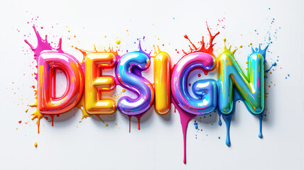 Bright 3D typography spelling 