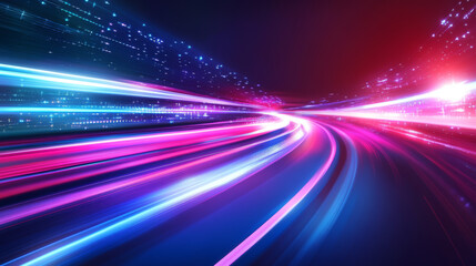 Poster - Speed movement design background concept featuring hi-tech digital technology elements. The dynamic visual showcases futuristic motion with glowing lines, sleek curves, and a sense of rapid velocity, 