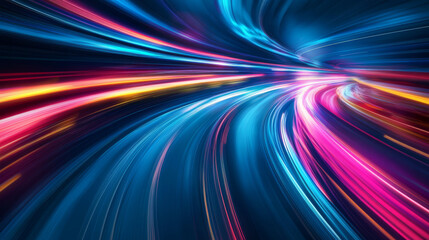 Poster - Speed movement design background concept featuring hi-tech digital technology elements. The dynamic visual showcases futuristic motion with glowing lines, sleek curves, and a sense of rapid velocity, 