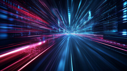 Poster - Speed movement design background concept featuring hi-tech digital technology elements. The dynamic visual showcases futuristic motion with glowing lines, sleek curves, and a sense of rapid velocity, 