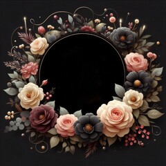 A beautiful floral frame featuring a variety of roses and decorative elements.