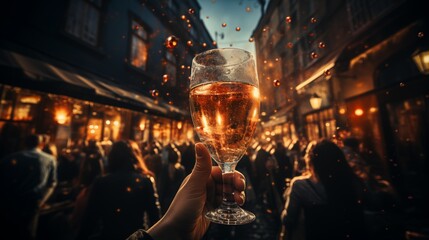 Photo of people celebrating with champagne toasts