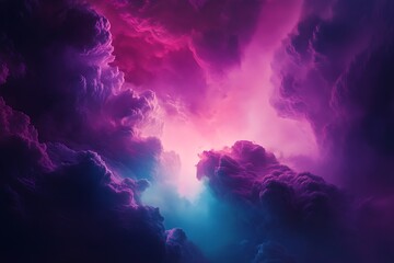 Canvas Print - Abstract colorful cloud formation with pink, purple, and blue lighting. Cosmic fantasy background.