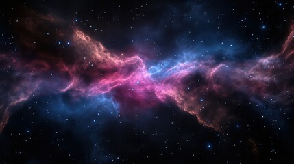 Wall Mural - A space scene with a purple and blue nebula. The colors are vibrant and the stars are scattered throughout the image