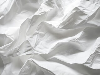 Poster - Close-up of white paper shows intricate fibers, wrinkles, and a serene, minimalist atmosphere.