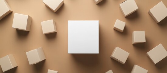 Wall Mural - White Box Surrounded by Cardboard Boxes