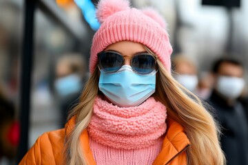 coronavirus prevention shown through people wearing masks in public places to reduce transmission