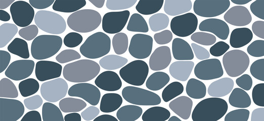 Fototapete - Cobblestone paving vector illustration. Cute pebble background. Rounded stones wallpaper for interior design and card, landscaping, web game and wall fill backdrops. Simple doodles stones texture.