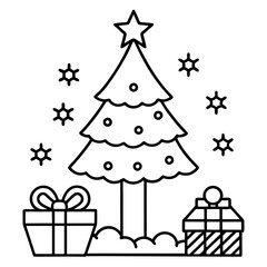 Sticker - christmas tree and gifts