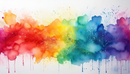 Wall Mural - Abstract watercolor rainbow