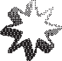 Poster - Bitmap pattern star shape. Flower halftone gradient element. Y2k graphic abstract icon. Dither noisy grunge texture.