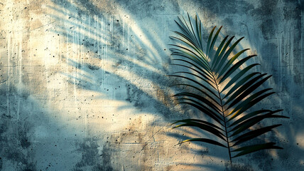 Intricate shadows of greenery dance against a textured concrete wall at dusk