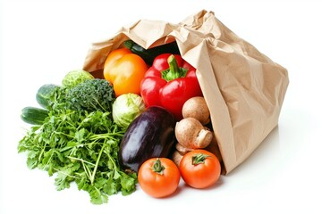 Wall Mural - Fresh healthy food for delivery in a shopping paper bag.