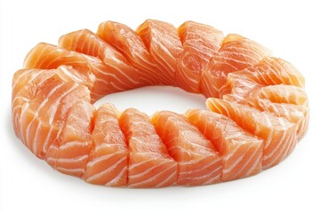 Wall Mural - Isolated salmon slices sashimi on background, a popular fish for raw ingredients.