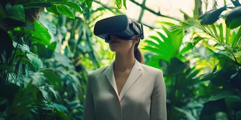 Wall Mural - immersive virtual reality experience in a jungle