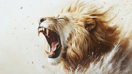 Wall Mural - A Roaring Lion with a Powerful Presence