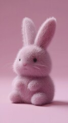 Wall Mural - Pink and Purple Plush Bunny and Pink Background, Abstract Image, Texture, Pattern Background, Wallpaper, Cover and Screen for Smartphone, PC, Laptop, 9:16 and 16:9 Format