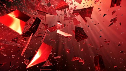 Poster - Dynamic shattering fragments create mesmerizing patterns in vibrant light