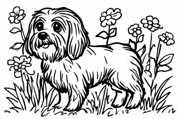 Cute coloring page featuring a playful dog for kids creativity.