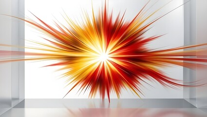 Poster - Bold Abstract Color Burst with Fiery Red and Yellow Tones in Dynamic Digital Art