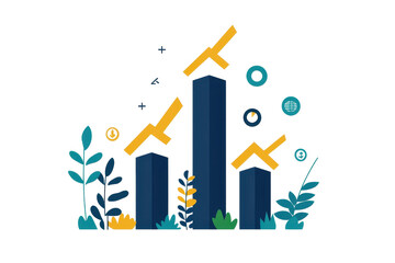 Poster - Colorful abstract graph showing data growth with decorative elements and arrows indicating positive trends.