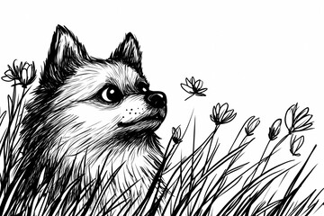 Cute coloring page featuring a playful dog for kids creativity.