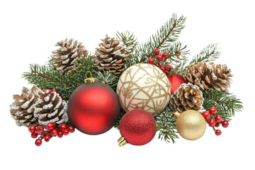 elegant christmas decoration with pinecones, baubles, and berries, perfect for holiday displays and 