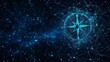 © Avr Di - Digital goal compass success illustration. Low polygonal wireframe. Direction aiming at target on blue dark background.