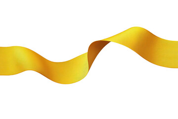 Golden yellow ribbon isolated on transparent background, perfect for celebration, decoration, and festive design projects.