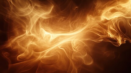 A captivating abstract image featuring swirling flames and glowing smoke in warm amber tones, perfect for artistic projects.