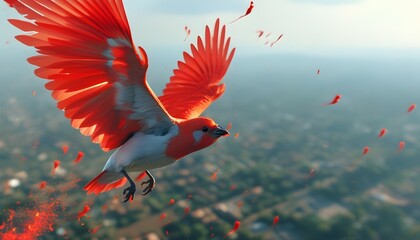 Aerial Perspective of a Vibrant Red Release in Nature