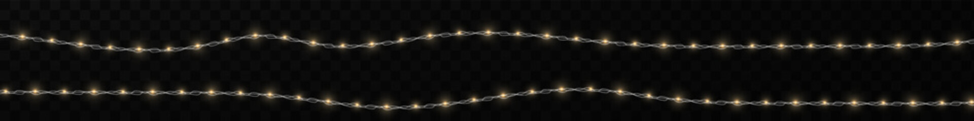 Vector Christmas lights. Christmas garland PNG. Christmas light PNG. Christmas decoration, LED lamps.