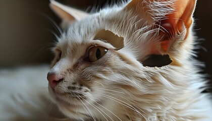 Wall Mural - Intriguing Closeup of a Cats Ear Featuring an Unusual Hole