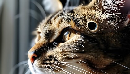 Wall Mural - Intriguing Closeup of a Cats Ear Featuring an Unusual Hole