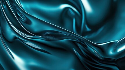 Wall Mural - A close-up of flowing teal fabric, showcasing smooth texture and rich color. Ideal for fashion and design backgrounds.