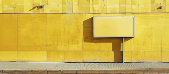 Poster - Empty billboard on a yellow concrete wall. Copy space image. Place for adding text and design