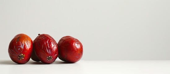 Poster - jujube or Chinese date against a white background. Copy space image. Place for adding text and design