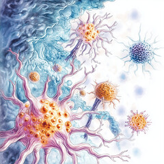 Artistic depiction of cancer cells spreading in the body