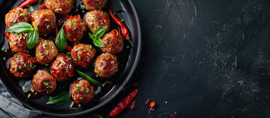 Sticker - Spicy Asian Beef Meatballs with Space for Copy