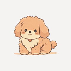 Canvas Print - Cute cartoon fluffy puppy illustration