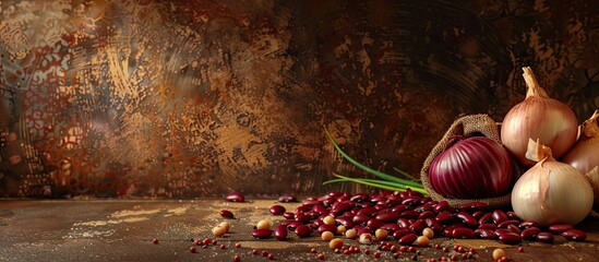 Wall Mural - Onion and beans Copyspace