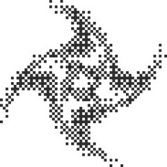 Poster - Pixel pattern shape. Textured star with bitmap dither gradient. Retro cosmic element with old computer game graphic effect. Halftone grunge illustration