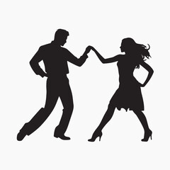 Wall Mural - Silhouette dancing couple pose