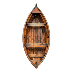 Poster - Overhead view of an old wooden rowing boat isolated on white background