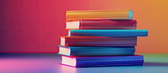 Poster - a stack of vibrant books concept of education and entertainment. copy space image. place for adding 