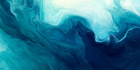 Poster - Abstract art teal blue green gradient paint background with liquid fluid grunge texture.