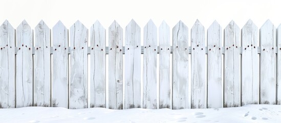 White wooden fence set against a white background Object includes a clipping path. Copy space image. Place for adding text and design