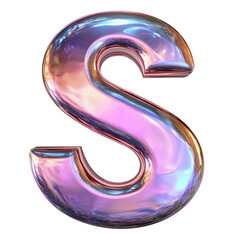 copper Hologram metallic S alphabet Realistic 3D on white background. Generative AI