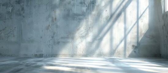 Poster - Light streaming through a window onto a textured wall Suitable for background design The reflection of light and a gray shadow from the window on the wall in the room. Copy space image