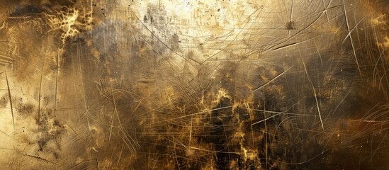 Poster - Scratches on a gold metallic background. Copy space image. Place for adding text and design